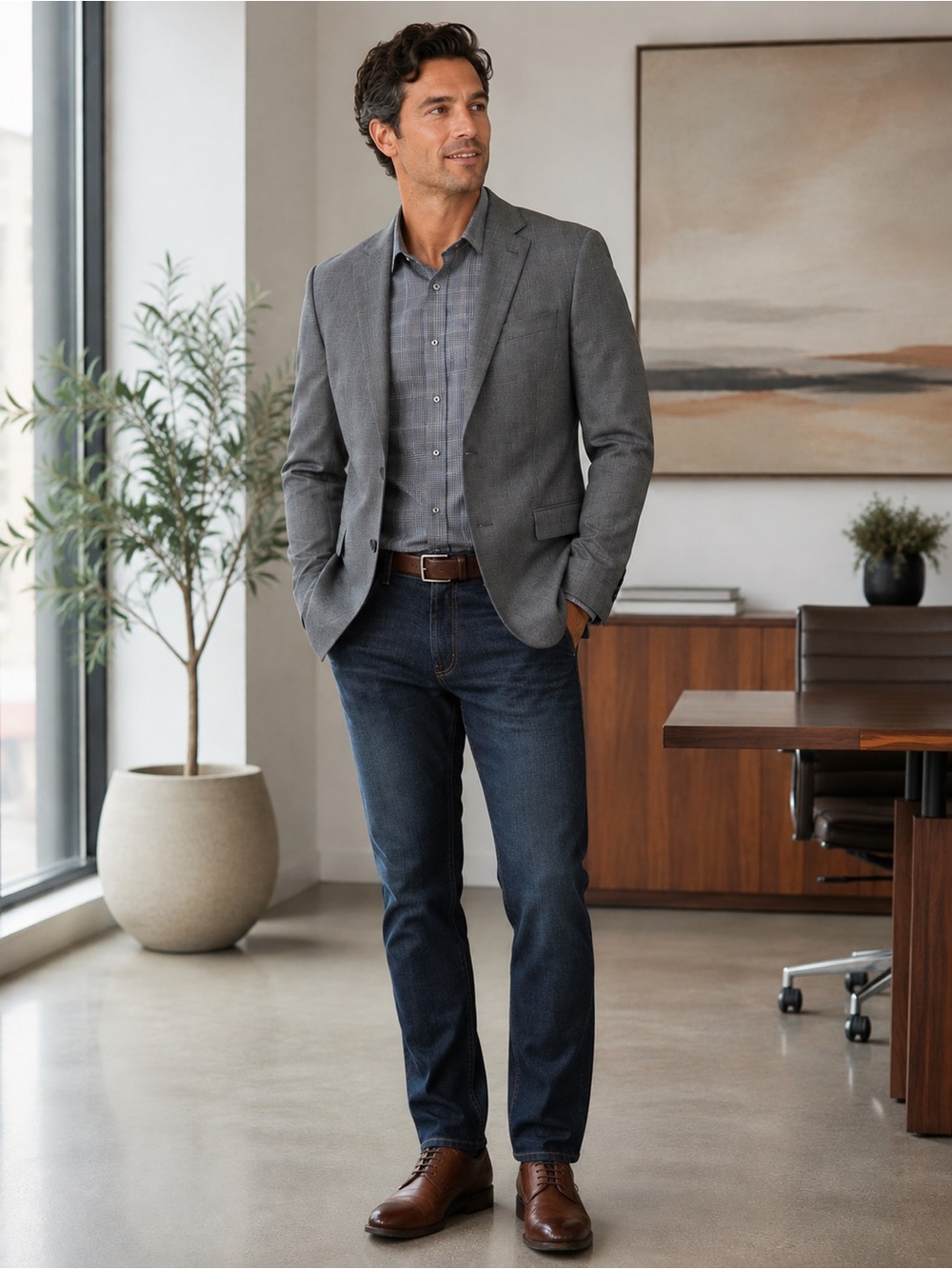 Theory Rodolf CF Grey Wool Two Button Single Breasted Blazer Size 38R